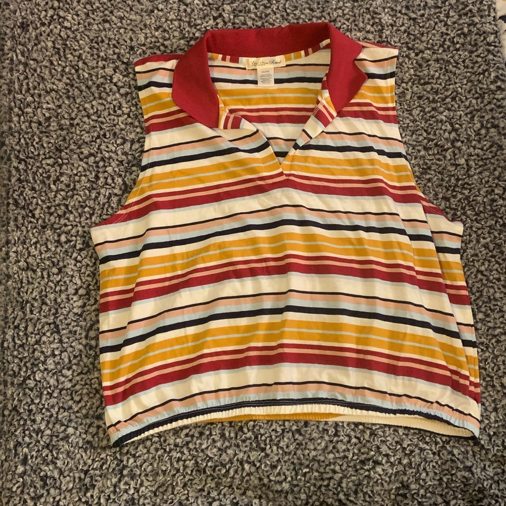 Multi-Color Collar Crop Top
